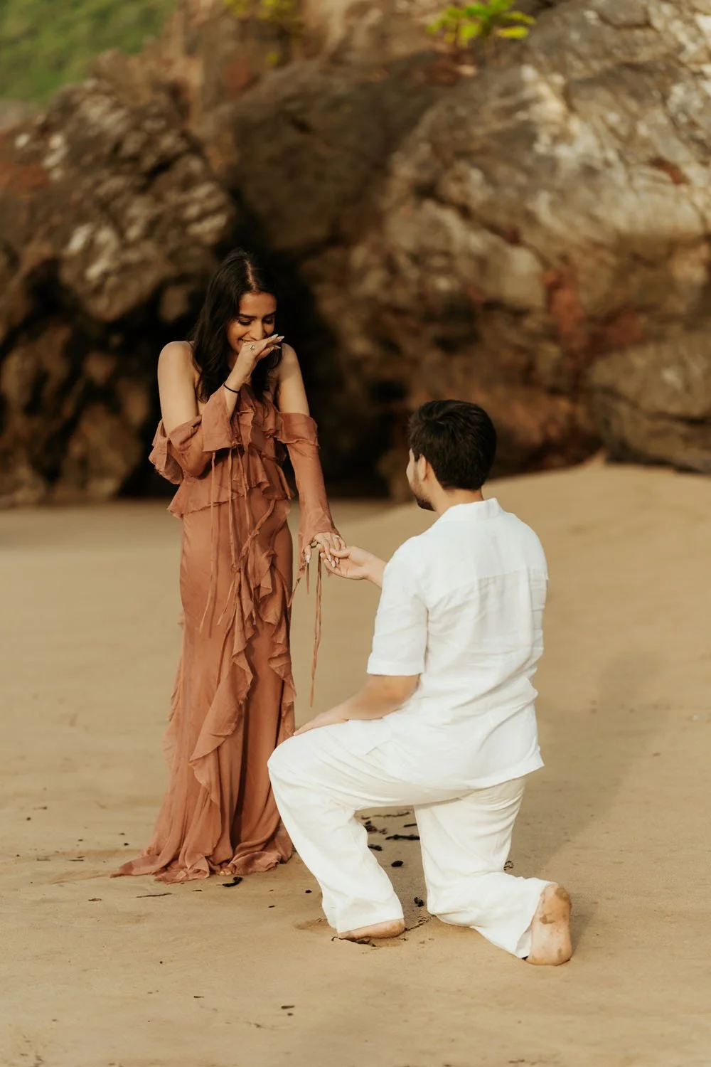 Emotional reaction during a surprise proposal in the Dominican Republic