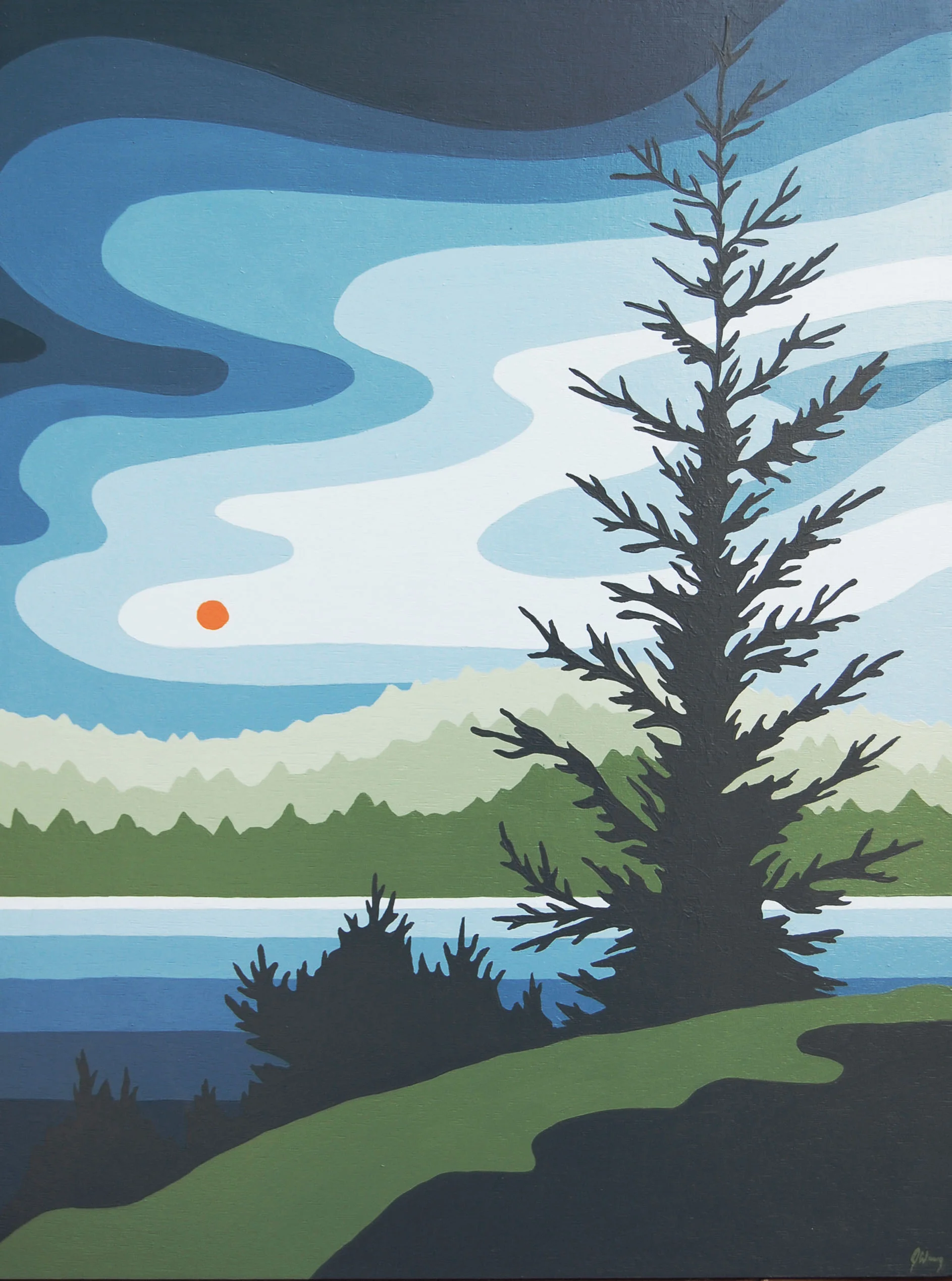 Horne lake morning Acrylic on Wood 18x24” Unframed