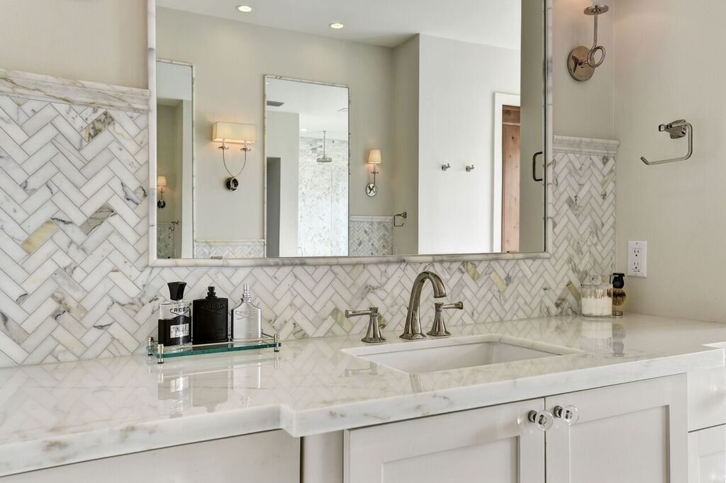 Marble Backsplash and Sink