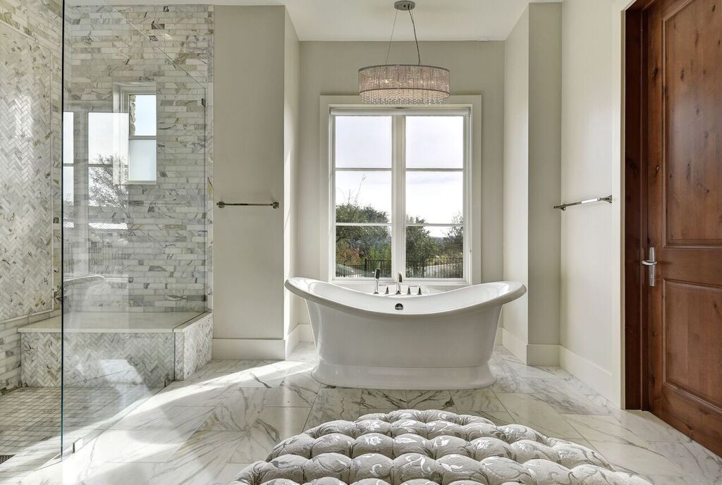 Bathroom Chandelier Over Bathtub