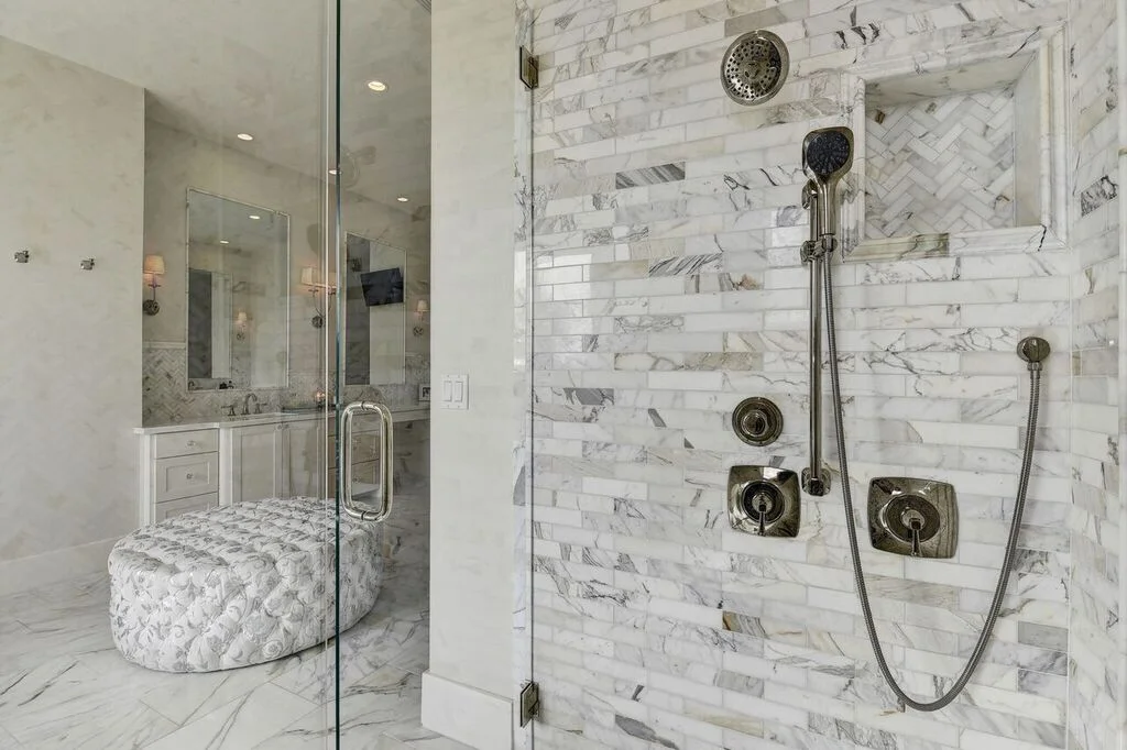 Bathroom Shower With Carrara Marble Tile