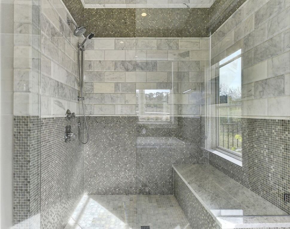 Gray Mosaic Tile Shower Design