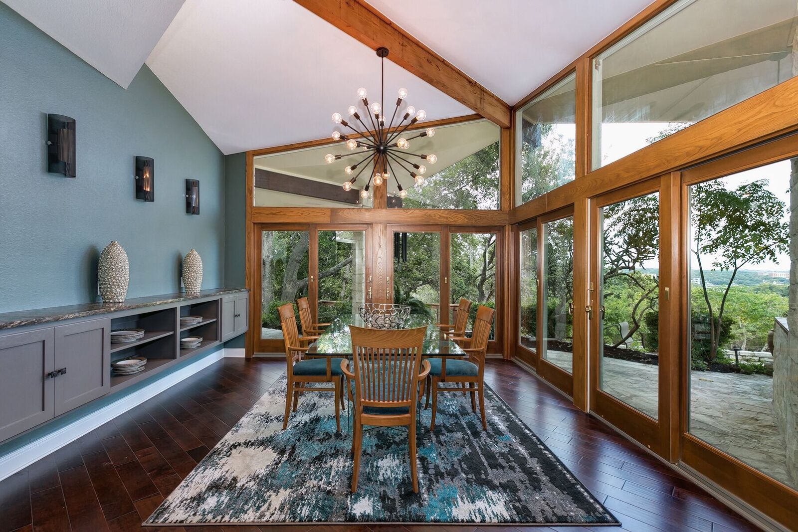 Remodeled Dining Room with Beautiful Chandelier