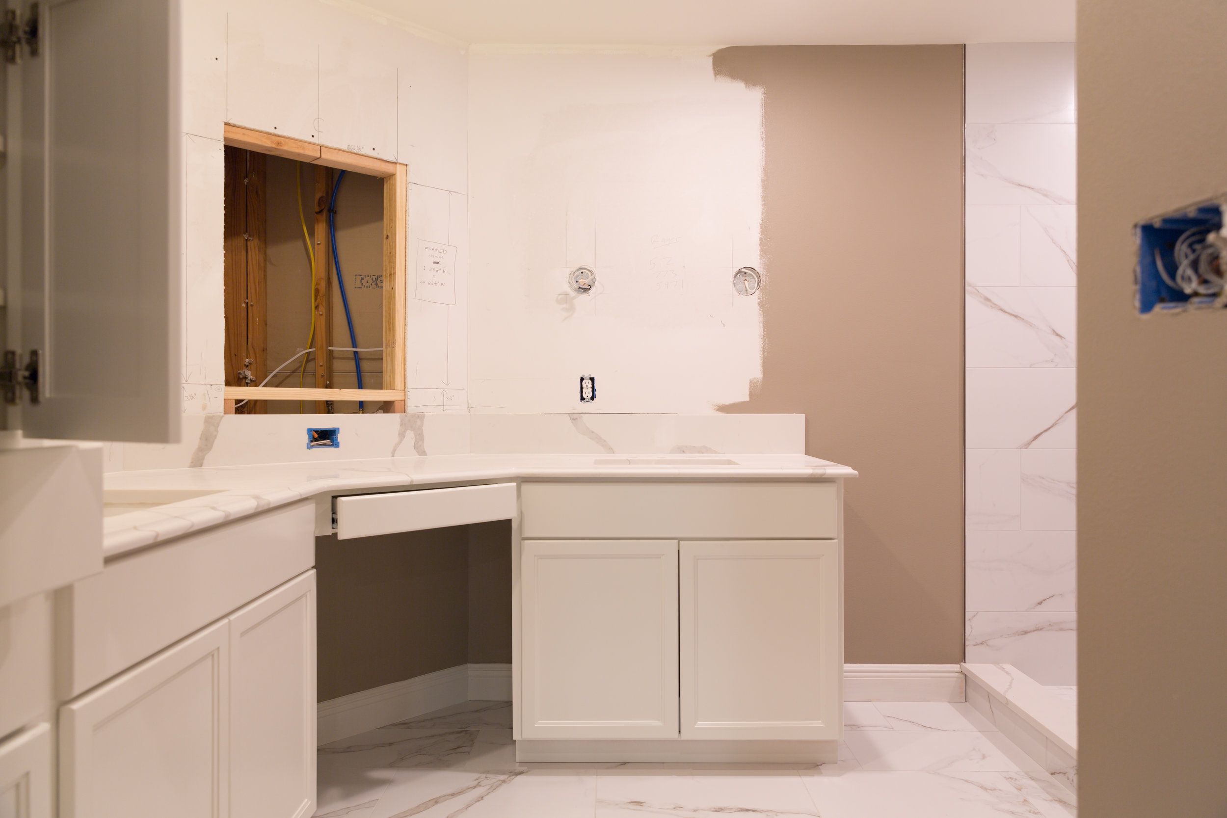 White cabinetry added to new townhome remodel