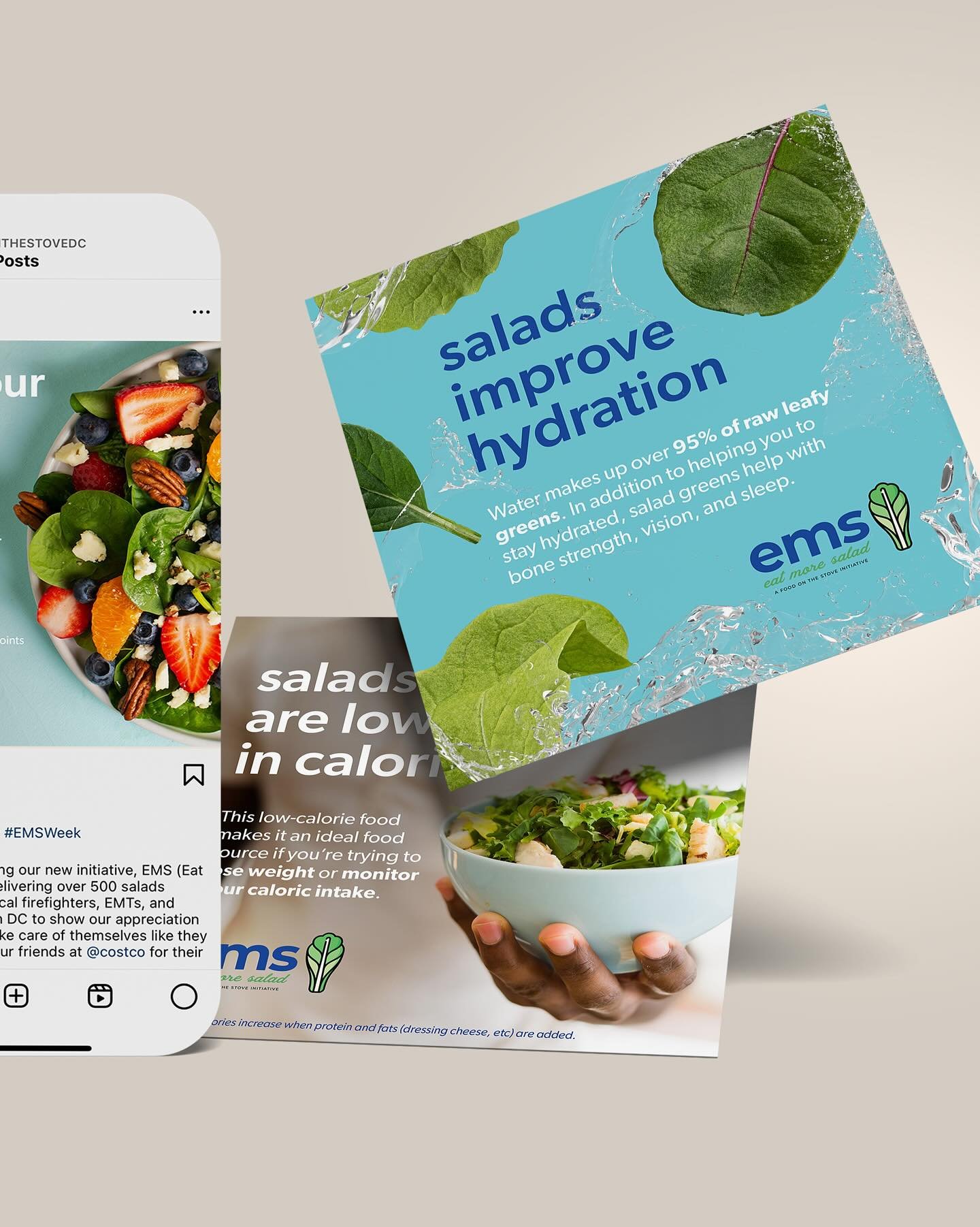 Digital collateral design for @foodonthestovedc&rsquo;s EMS (Eat More Salad) initiative. Always an honor to partner with Jonathan Tate and the vital work his organization, Food on the Stove, is doing to support first responders in the Washington, DC 