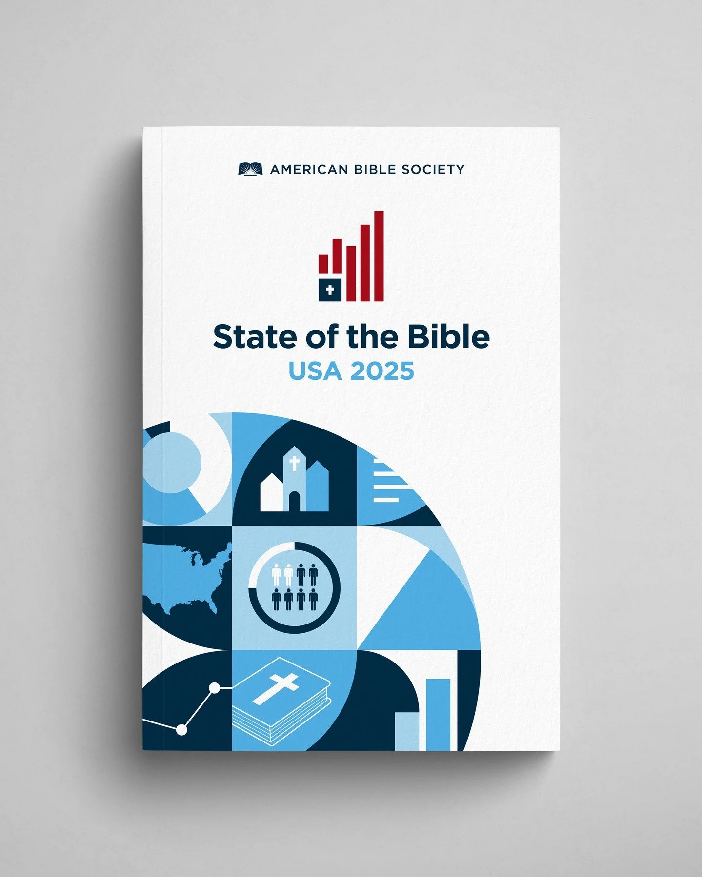 Collaborated with the team at American Bible Society in Philadelphia earlier this year to design the cover of their State of the Bible: USA 2025 report. The goal was to build and expand on their current cover identity by developing a set of coordinat