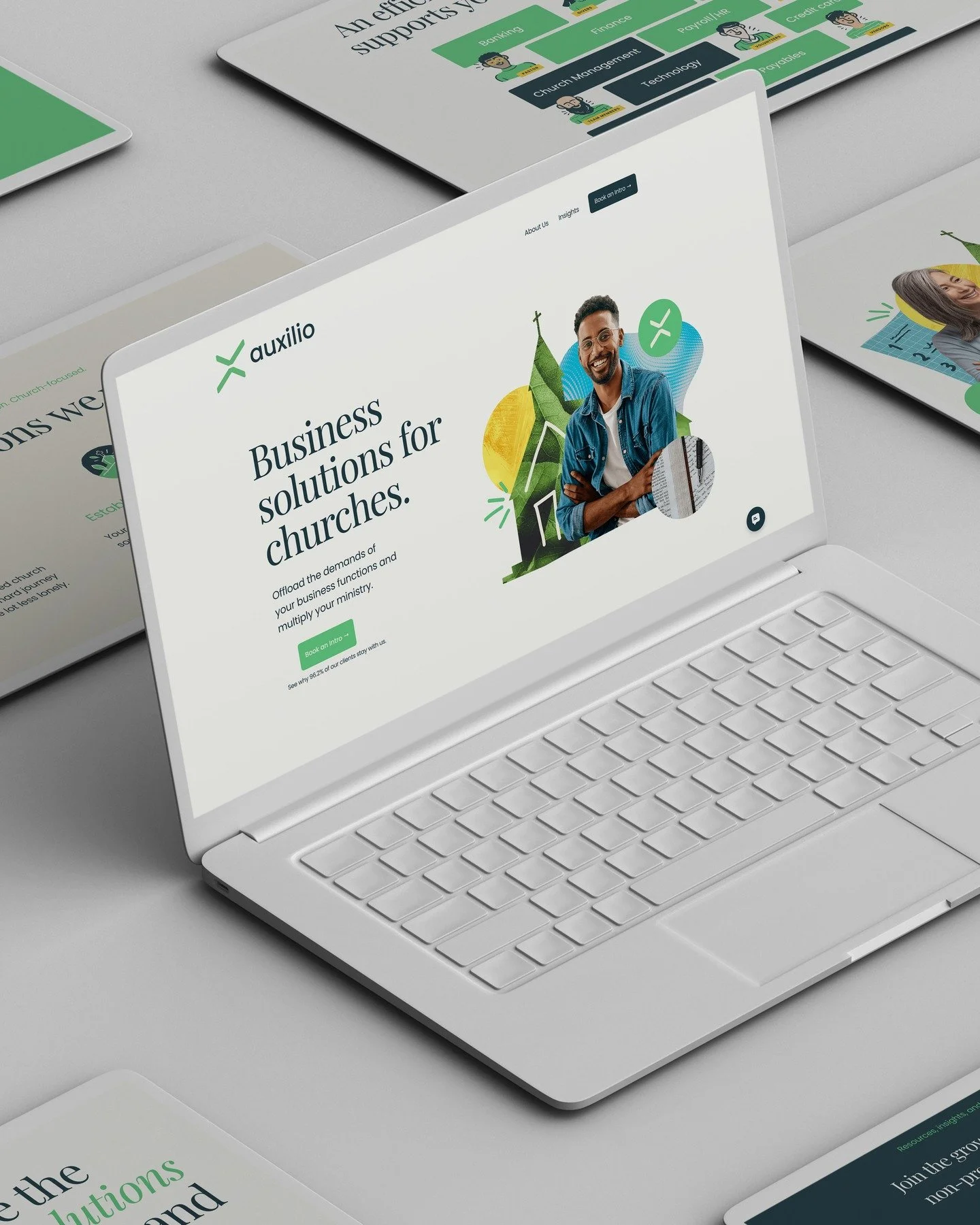 Strategy first ➡ then visuals

Love how the ideas naturally flowed out of strategy + messaging and voice + tone gleaned from Joel Carter's brand strategy sessions for Auxilio.

This project for Auxilio involved refining their current brand and visual