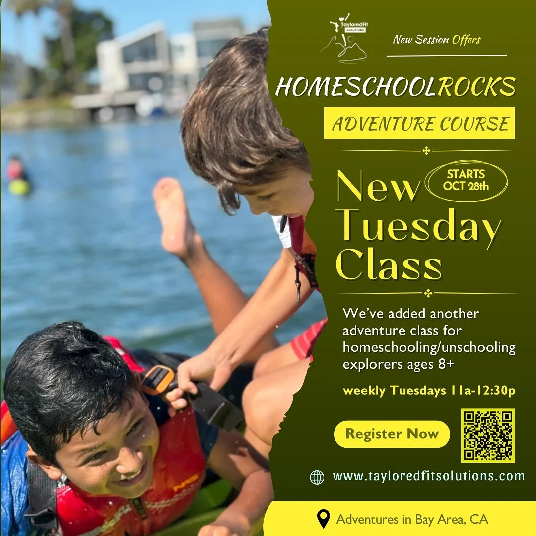 Due to the popularity and waitlist of Thursday program,  we've added a NEW ongoing Homeschool Rocks Adventure Class for un/home/natural school and unique learners age 8+ meeting weekly 11a-12:30p Tuesdays at remote adventure locations in the E. Bay.