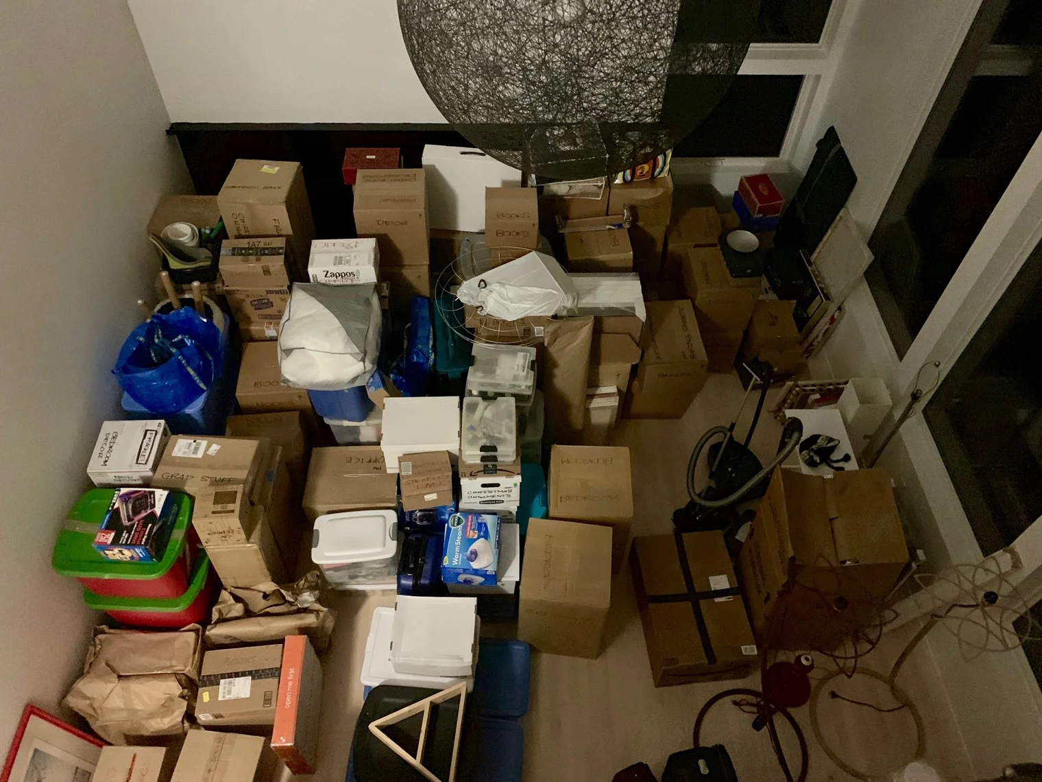 Move-in night… I think this was about 50% of all the boxes and stuff we had. We still have to deal with recycling all these flattened boxes… IT. NEVER. ENDS.