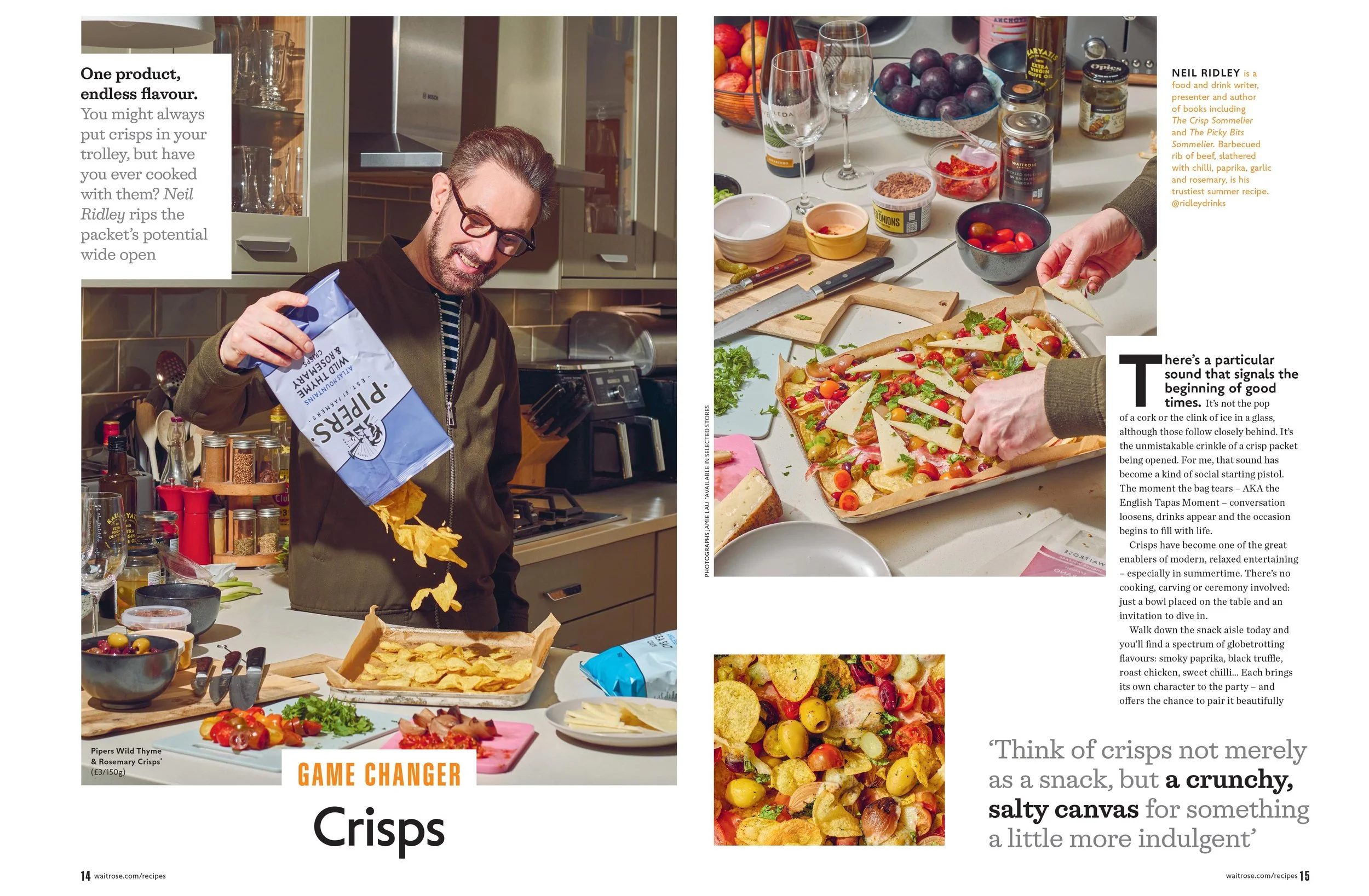 Neil Ridley pouring crisps on to a tray