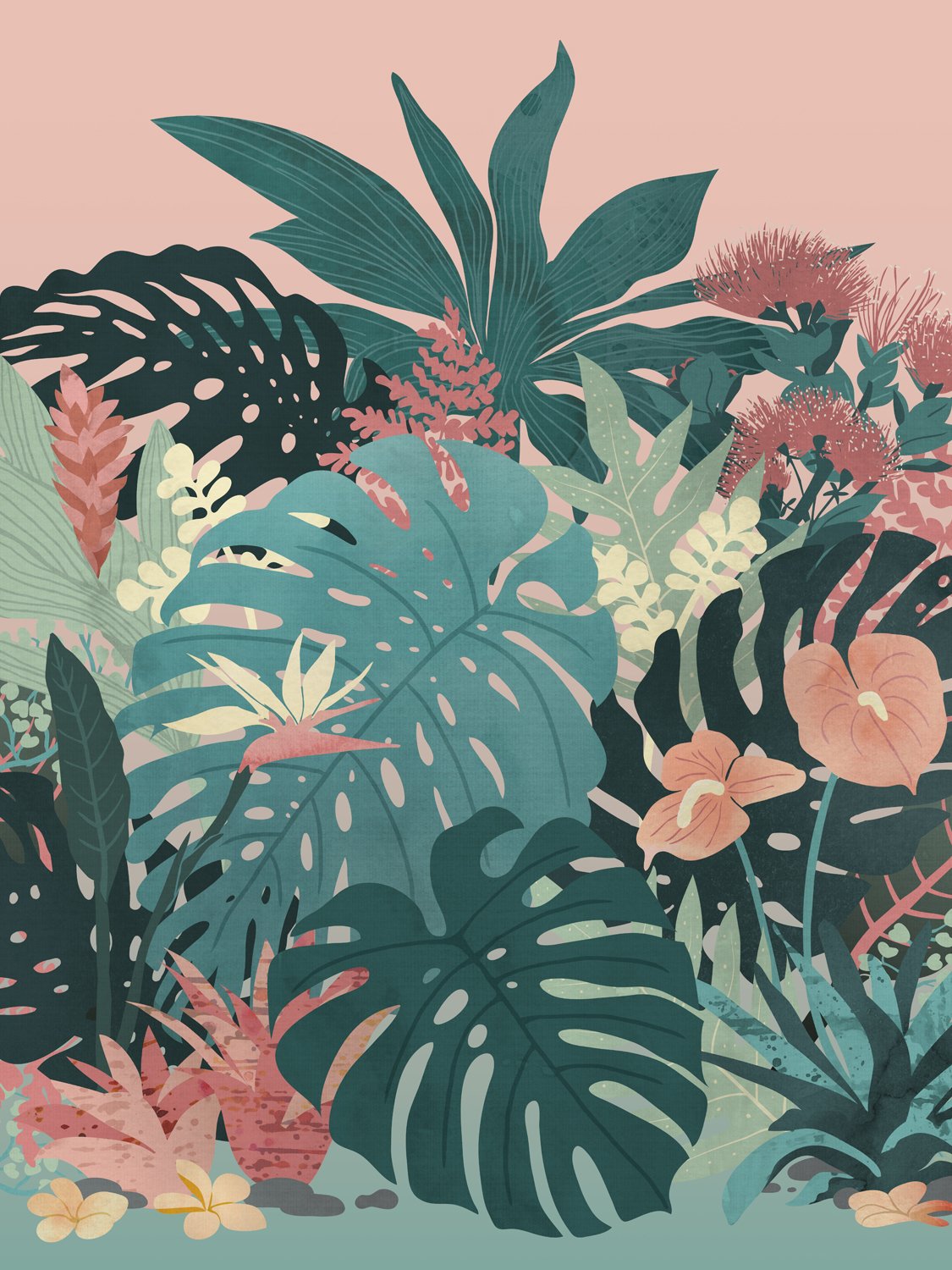 Tropical Tendencies (on Peach and Green)