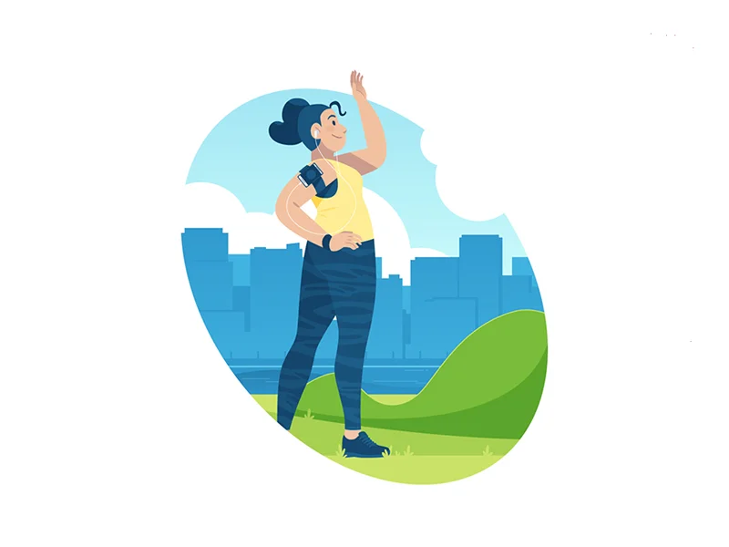 Gym Girl Outside Illustration