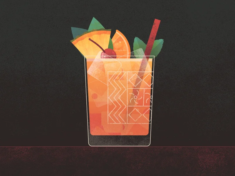 Mai Tai Cocktail Illustration