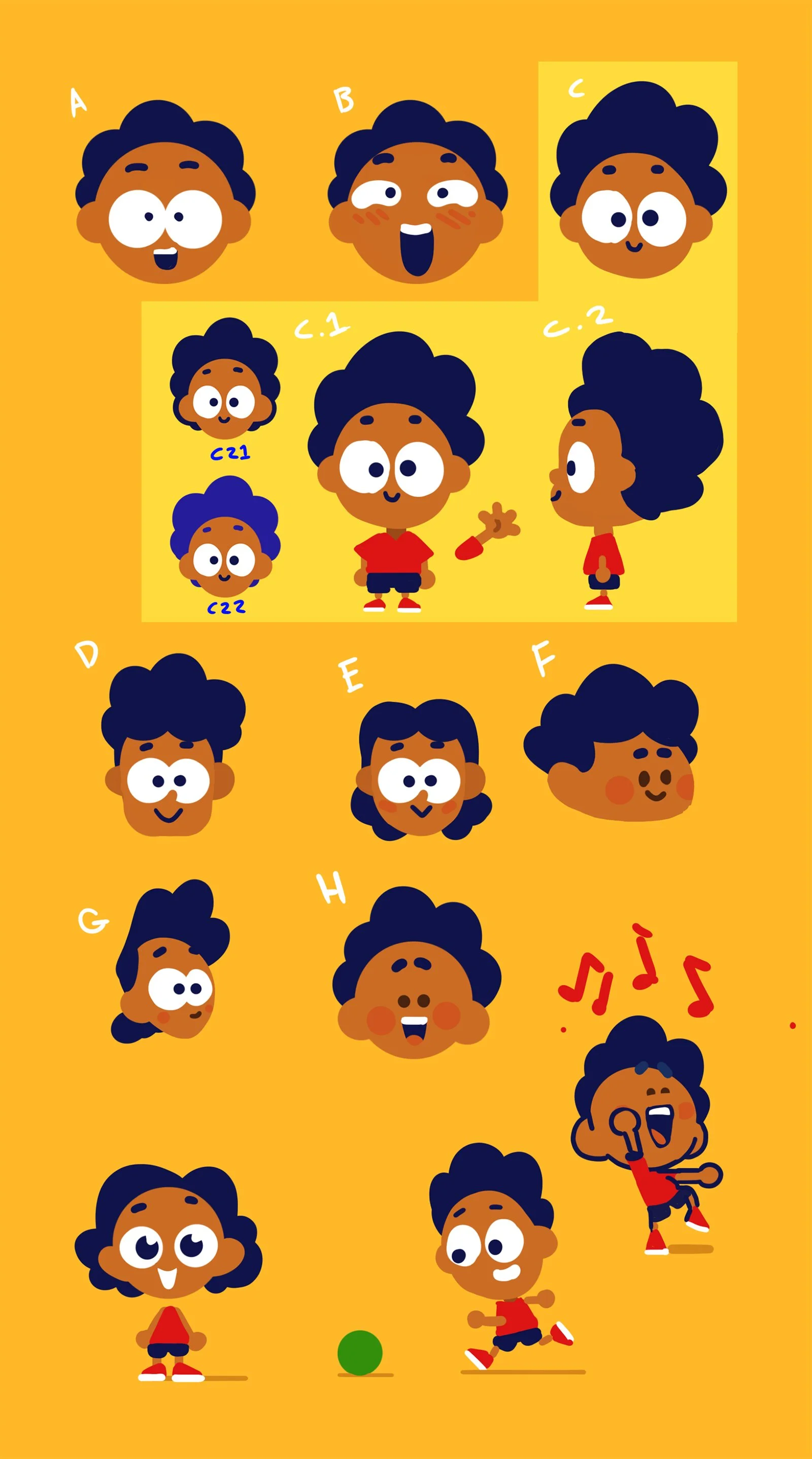 2D wrong songs jingle kid early concept designs