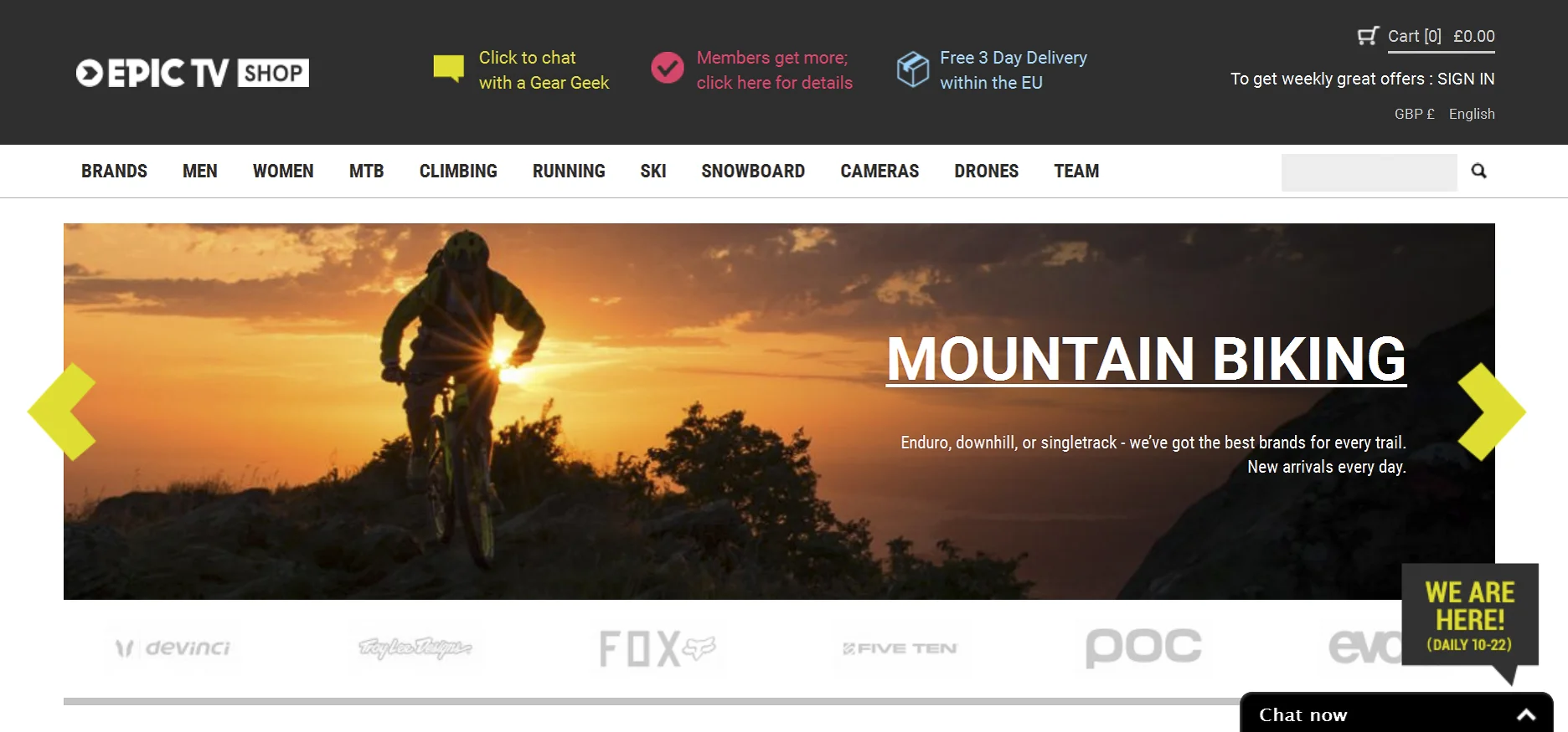 Category banner on Epic TV