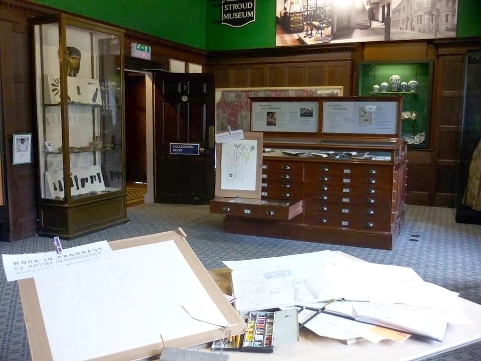 Working in the collections room.