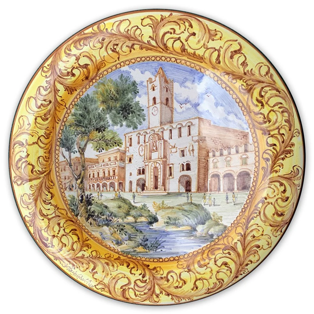 “Palazzo dei Capitani with Yellow Border” – Small Plate 20 cm