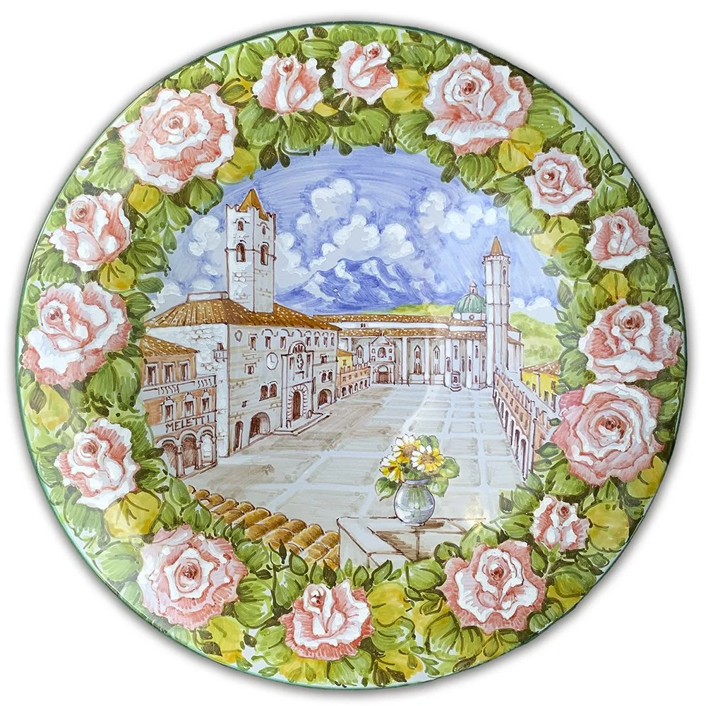 “Piazza del Popolo with Roses” – Medium Plate 25 cm