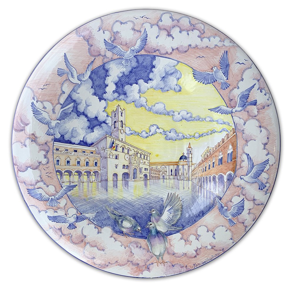 “Piazza del Popolo After the Rain” (2026) – Medium-large plate