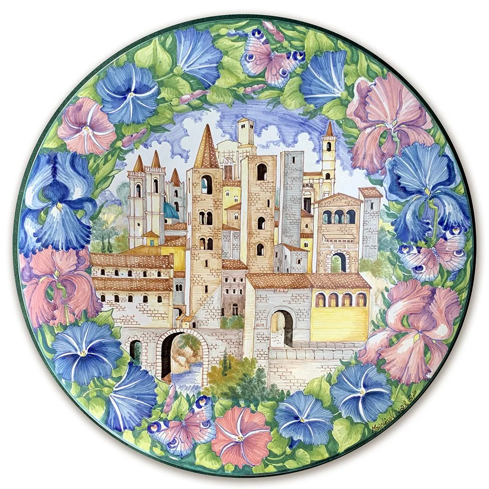 “100 Towers with Pastel Flowers” – Medium plate Ø 30 cm