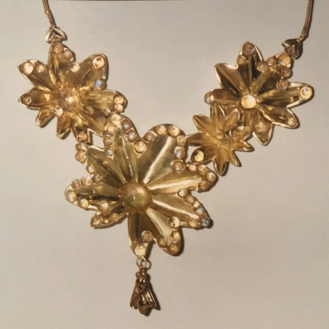With this collier created in 1998 of 18k gold replica ladies mantel leaves set with moonstone cabochons as morning dew, I write to my followers and many clients and customers. 

I promised, 

When you purchase a piece of jewelry from one of my collec