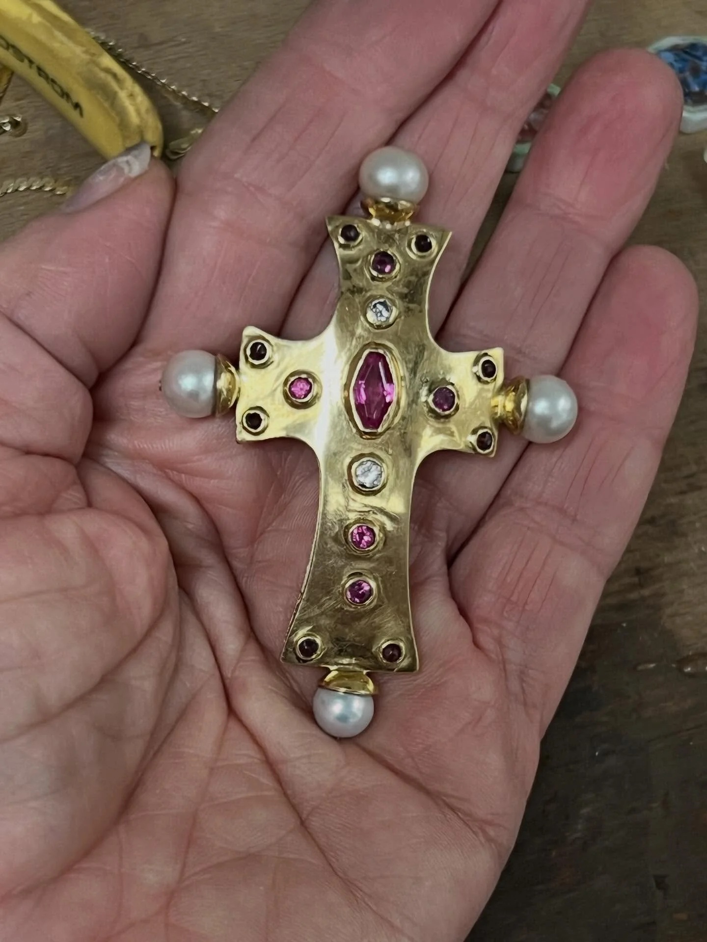 Once again, I am really enjoying to have old creations come back into my hands for renovations and cleaning. And, I do this as a service when you purchase one of my pieces! 
 
This necklace was commissioned using a bag of broken and unusable pieces f