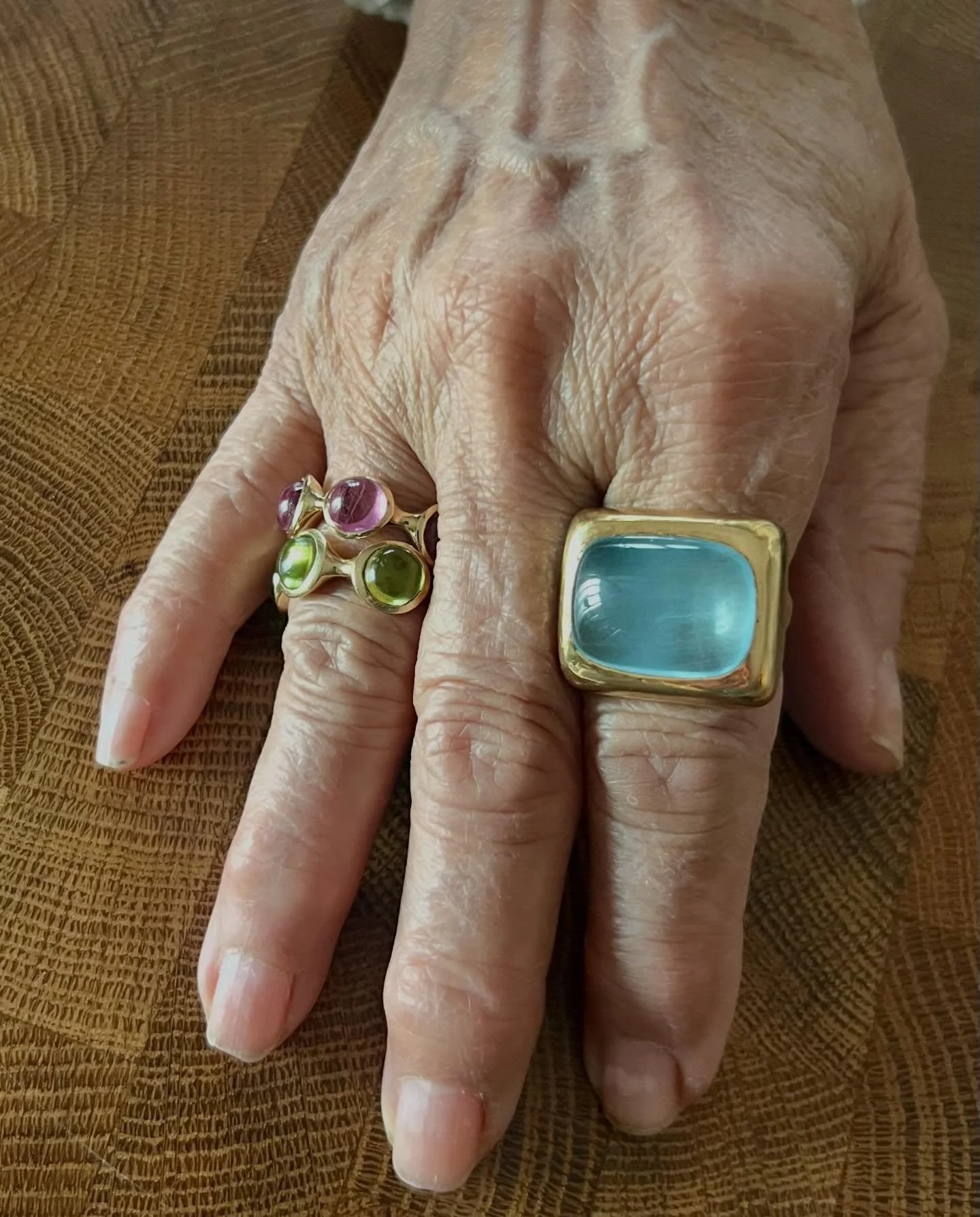 Oh la la la! 

Finally could deliver this statement ring with it&rsquo;s yummy oblong cushion Aquamarine cabochon. A true gumdrop with a lovely moonshine set into a 22k. 

Custom order. One of a kind. 

I create just for you! 
DM and/or follow here ☝