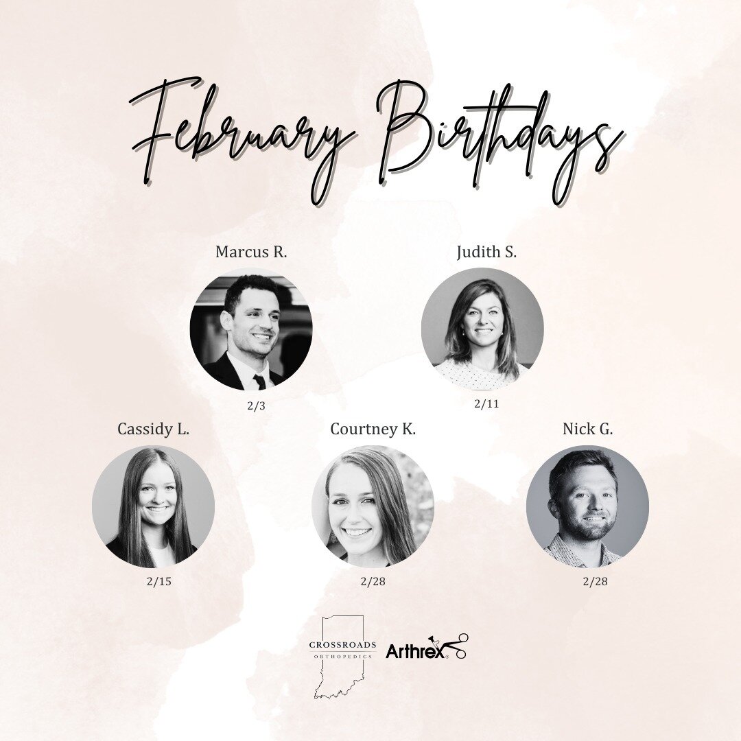 Cheers to February birthdays! Happy birthday month Marcus, Judith, Cassidy, Courtney, and Nick. 

#arthrex #arthrexproud #orthopedics #orthopedicmedicaldevice #medicaldevicesales #indiana #ortho #indianapolis #medicaldevices #indiana #team #celebrate