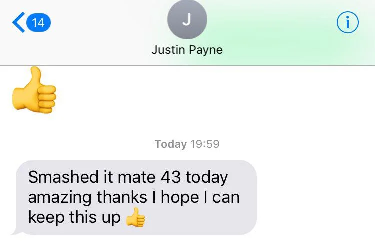 Feedback from Justin Payne