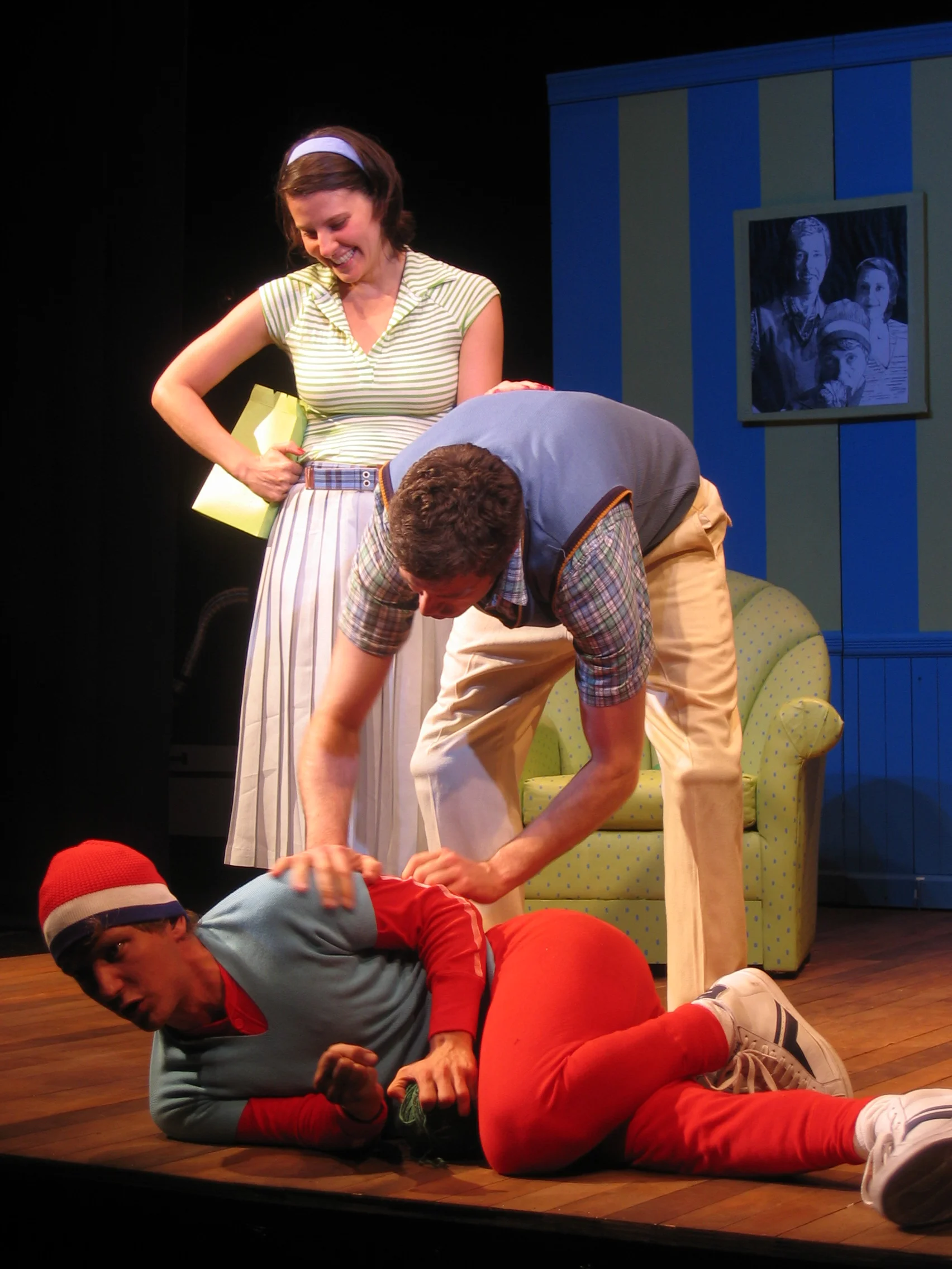   The costumes were informed by preppy fashion, Adidas, striped cats, and long johns.   