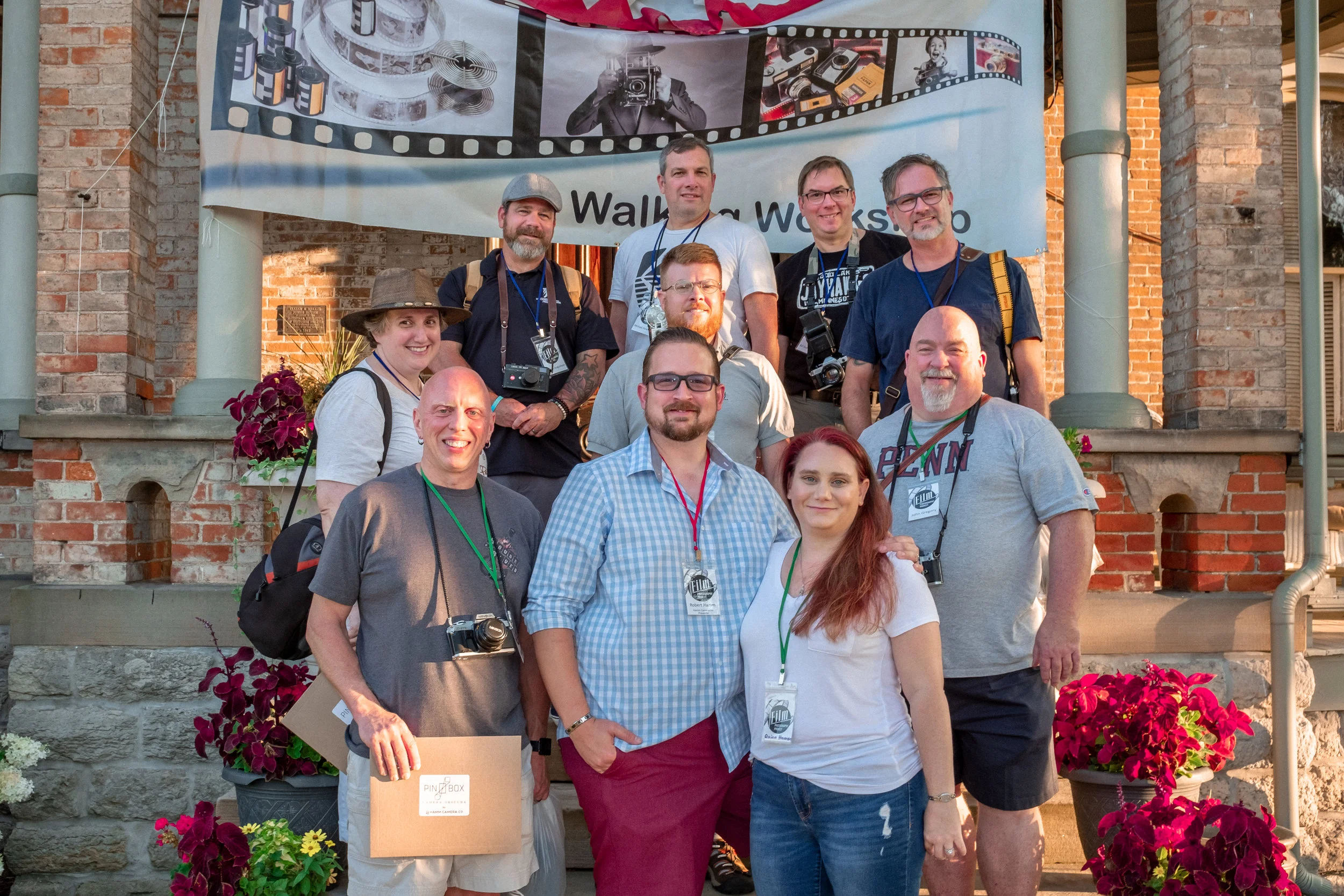 Shawn (back row, on the left) and I (front row, on the left) at the Film Photography Walking Workshop, August 2018. (Photo courtesy of Robert Hamm)