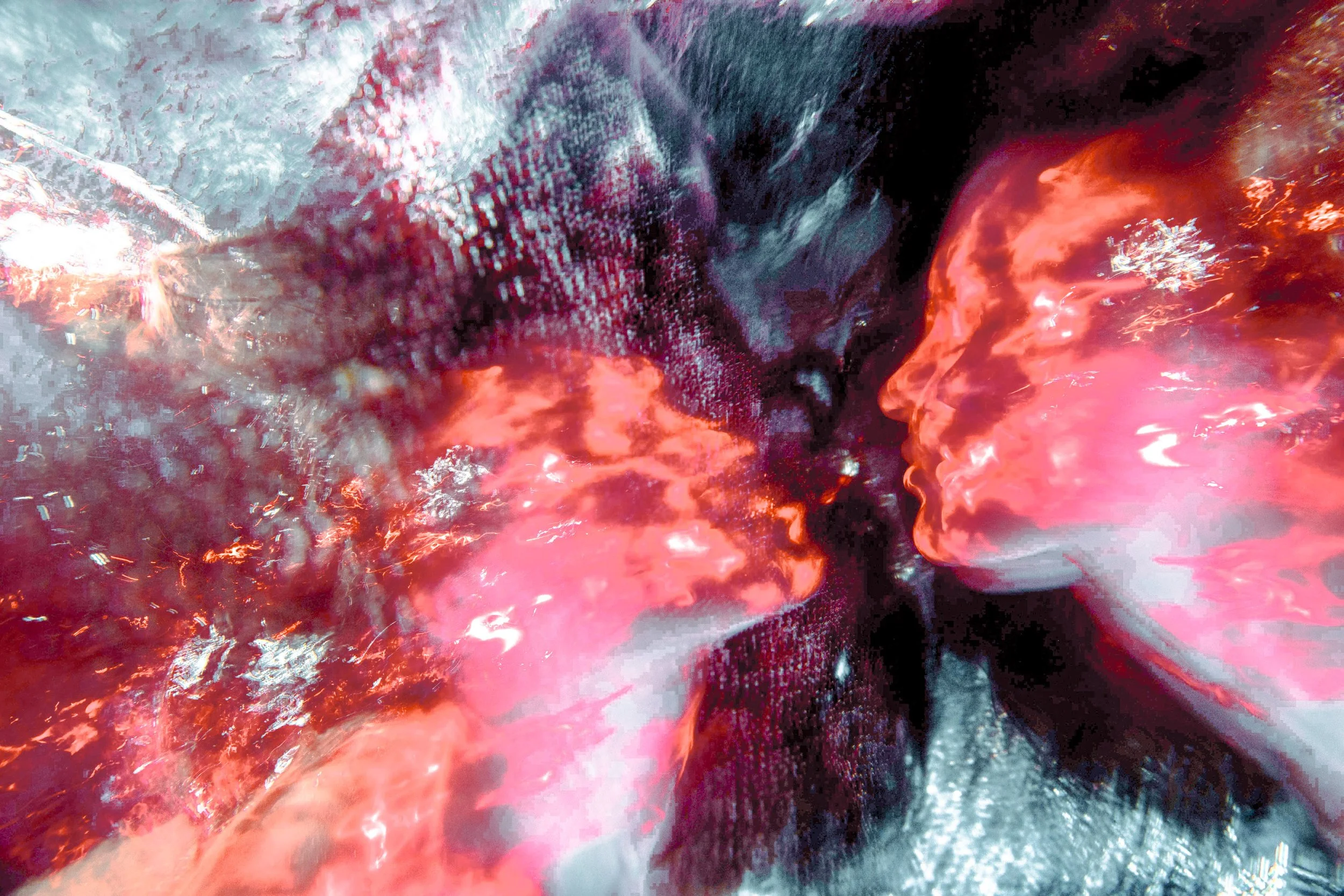 Underwater photographic artwork by Julia Flit – abstract portrait exploring light, water, and transformation.