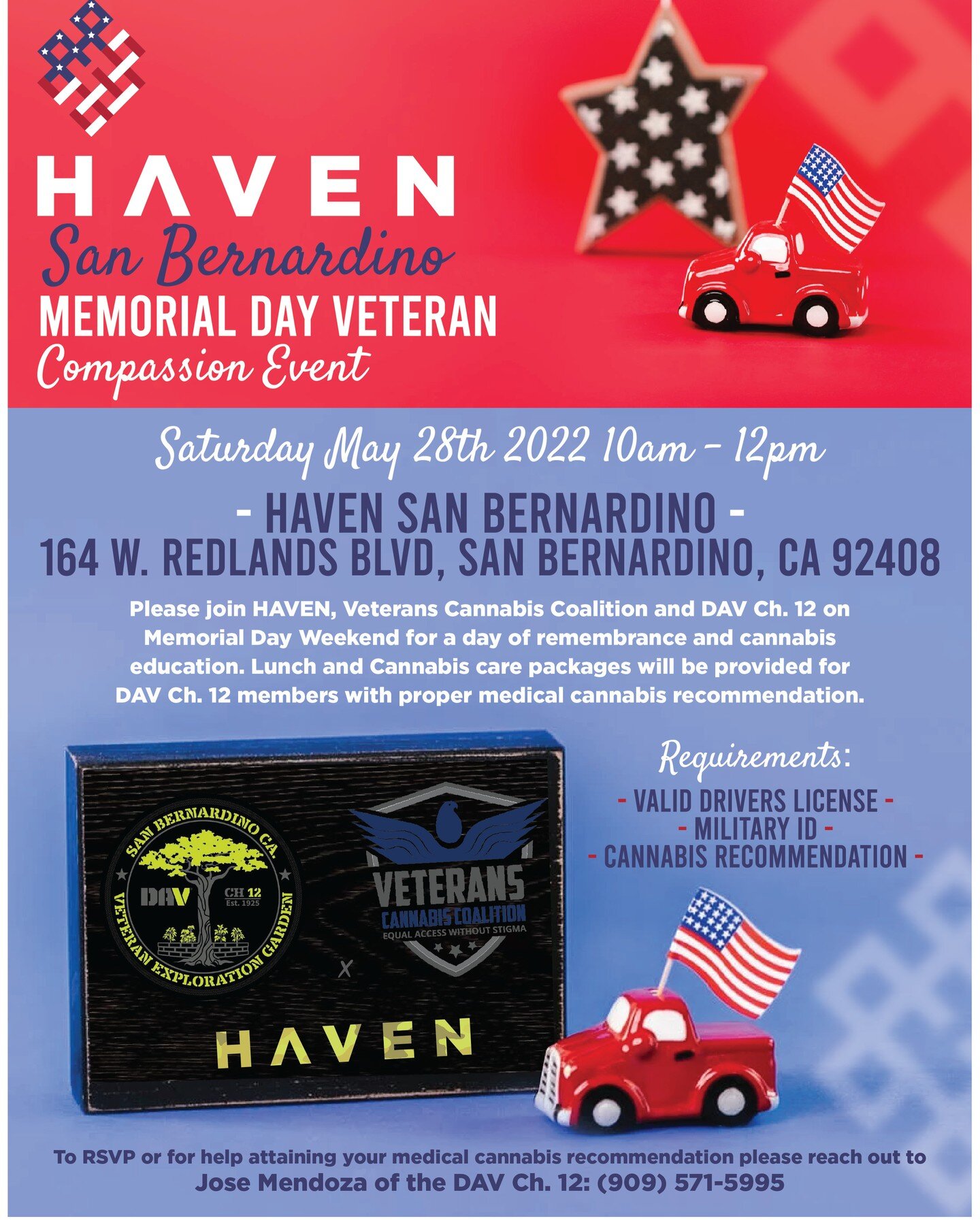 #InlandEmpire #California #veterans: there's an #SB34 donation coming your way this weekend, Saturday, May 28th, 10am-12pm, courtesy of @yourhaven_sanbernardino @yourhavenstores and #DAVChapter12 #SanBernardino.

@eric_actual and @kannabis.shelly wil