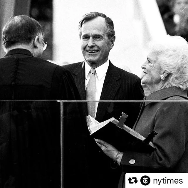 We have lost an exemplary public servant and American in George HW Bush. His memory reminds us how we can serve this great country with dignity and pursuing the best for all our fellow Americans, not just those of our own stripes. Our hearts are with the entire Bush family. &mdash;&mdash;&mdash;&mdash;&mdash;&mdash;&mdash;
#Repost @nytimes 
George Bush, the 41st president of the United States and the father of the 43rd, died on Friday night at his home in Houston. He was 94. Bush steered the nation through a tumultuous period in world affairs, but was denied a second term after support for his presidency collapsed under the weight of an economic downturn and his seeming inattention to domestic matters.
His death, which was announced by his office, came less than 8 months after that of his wife of 73 years, Barbara Bush. He had a form of Parkinson&rsquo;s disease that forced him to use a wheelchair or motorized scooter in recent years, and he had been in and out of hospitals during that time as his health declined. Bush, a Republican, was a transitional figure in the White House, where he served from 1989 to 1993, capping a career of more than 40 years in public service. #nytimes photographer Jose R. Lopez took this photo of Bush during his inauguration on Jan. 20, 1989. Visit the link in our profile to read his obituary.