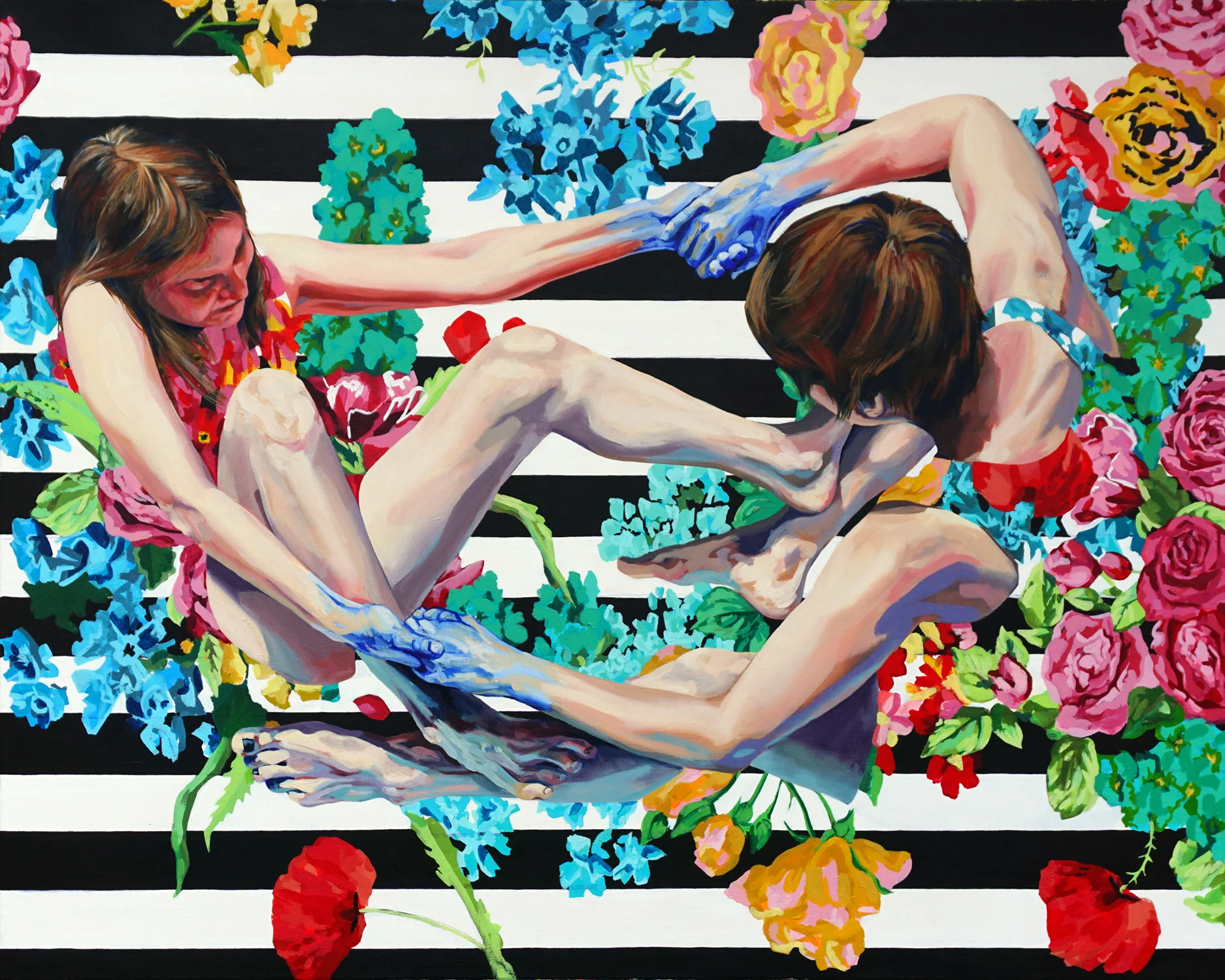 We Strive , 2017, oil and acrylic on canvas, 48” x 60”