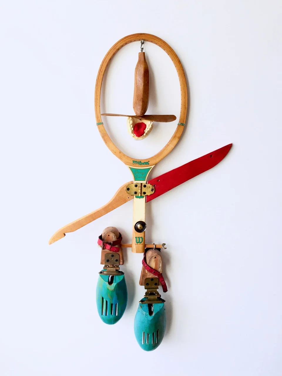 What a Racket , 2018, object assemblage, 31" x 20" x 3"