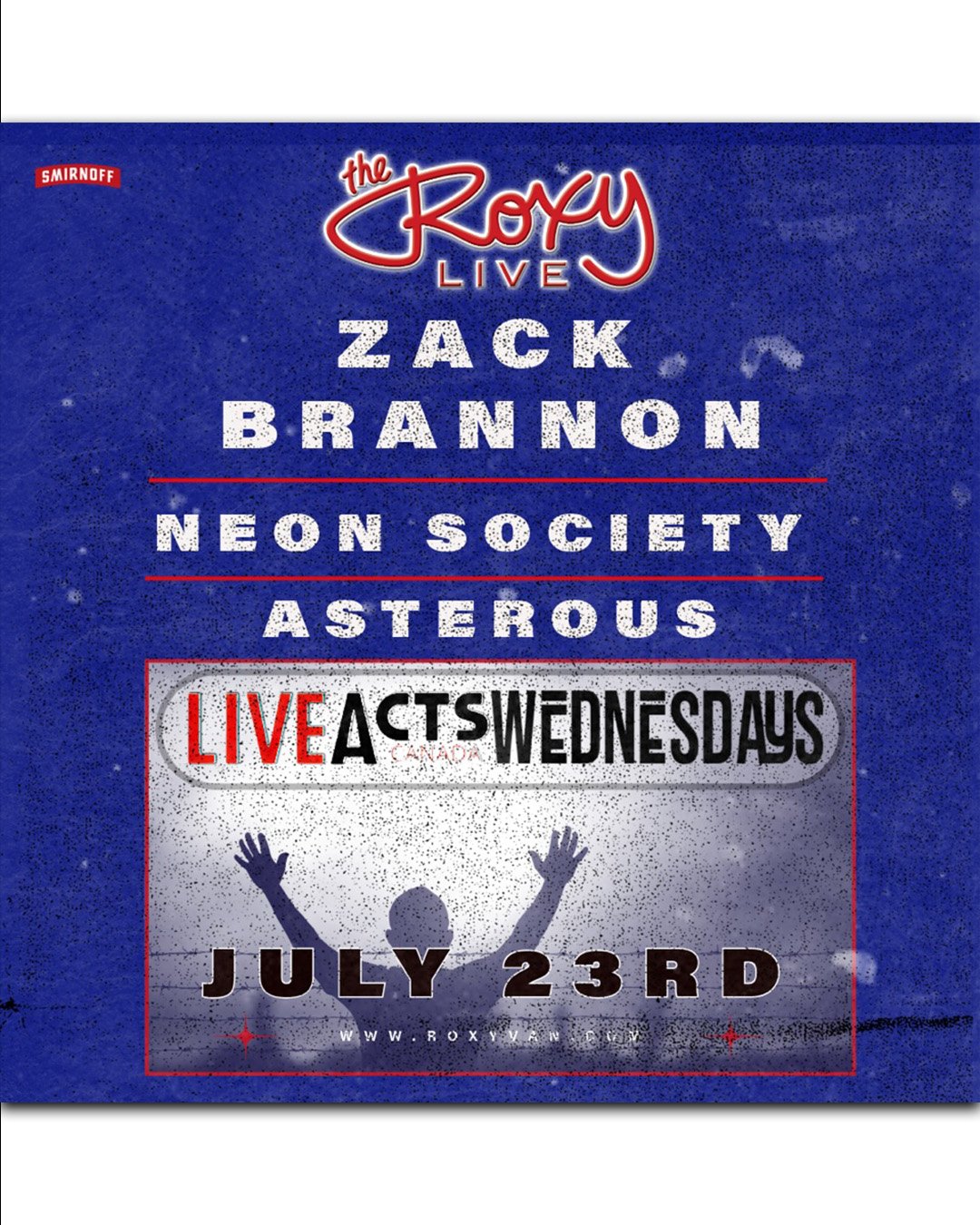 Live Acts and The Roxy Present Zack Brannon w/ Neon Society, Asterous, Wednesday July 23rd! Doors 8pm. Tickets available at liveacts.ca or in bio.

#zackbrannon #neonsociety #asterous #LiveActs #LiveActsCanada #roxycabaret #LiveMusic #vancouver #vanc