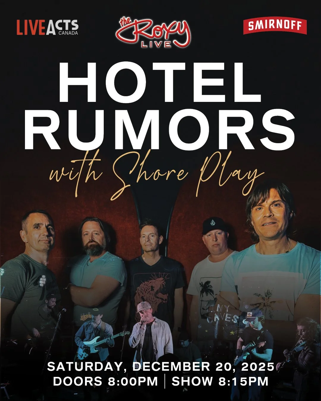 Live Acts and The Roxy Present Hotel Rumors w/ Shore Play, Saturday December 20th! Doors 8pm. Tickets available at liveacts.ca or in bio.

#hotelrumors #shoreplay #LiveActs #LiveActsCanada #roxycabaret #LiveMusic #vancouver #vancouvermusic #granville