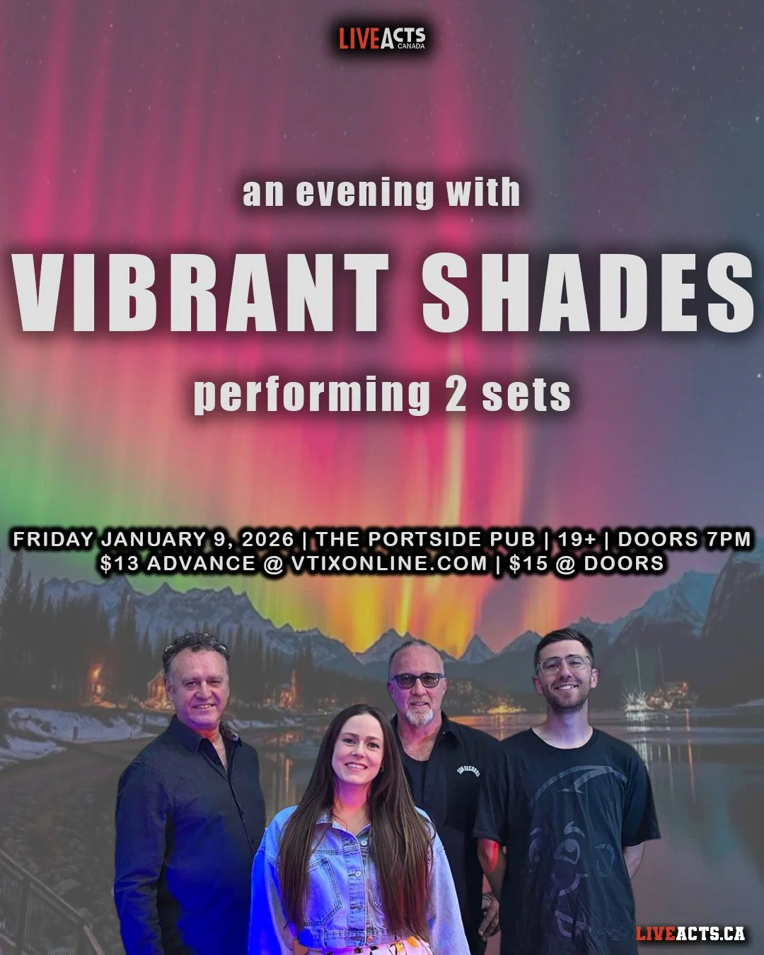 Live Acts and Portside Pub Presents An Evening with Vibrant Shades, Friday January 9th! Doors 7pm. Tickets available at liveacts.ca or in bio.

#vibrantshades #LiveActs #LiveActsCanada #portsidepub #vtixonline #gastown #vancouver #vancouvermusic #Liv