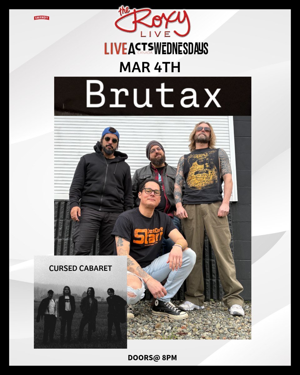TONIGHT: Live Acts and The Roxy Present Brutax w/ Cursed Cabaret, Wednesday March 4th! Doors 8pm. Tickets available at liveacts.ca or in bio.

#brutax #cursedcabaret #LiveActs #roxycabaret #vancouvermusic