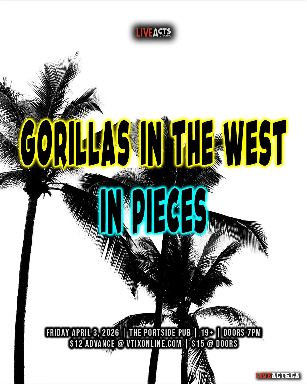 TONIGHT: Live Acts and Portside Pub Presents Gorillas in the West w/ In Pieces Friday April 3rd! Doors 7pm. Tickets available at liveacts.ca or in bio.

#gorillasinthewest #inpieces #LiveActs #portsidepub #vancouvermusic