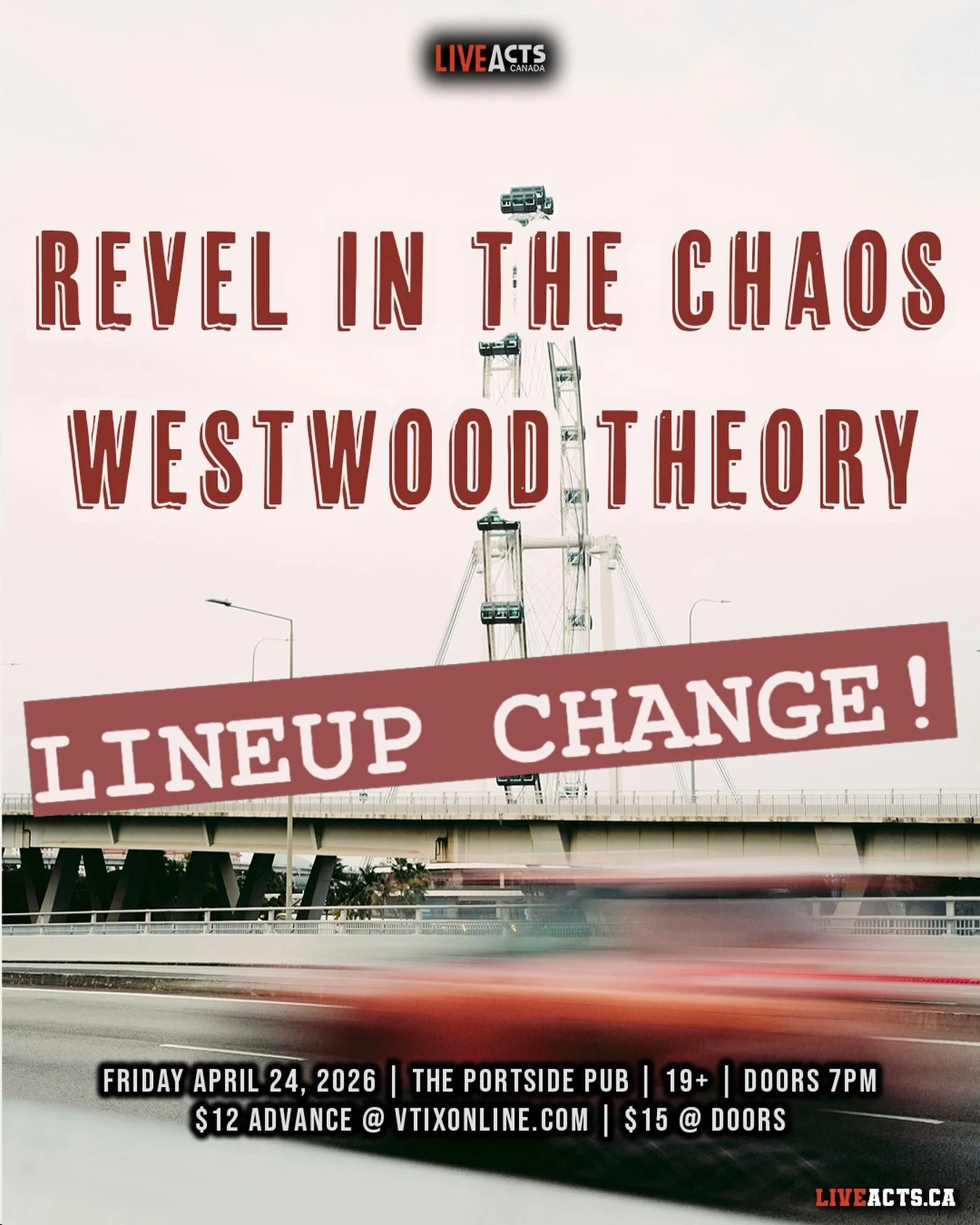 The Sharp End are no longer able to perform this Friday at The Portside Pub. Westwood Theory will now be opening the night!