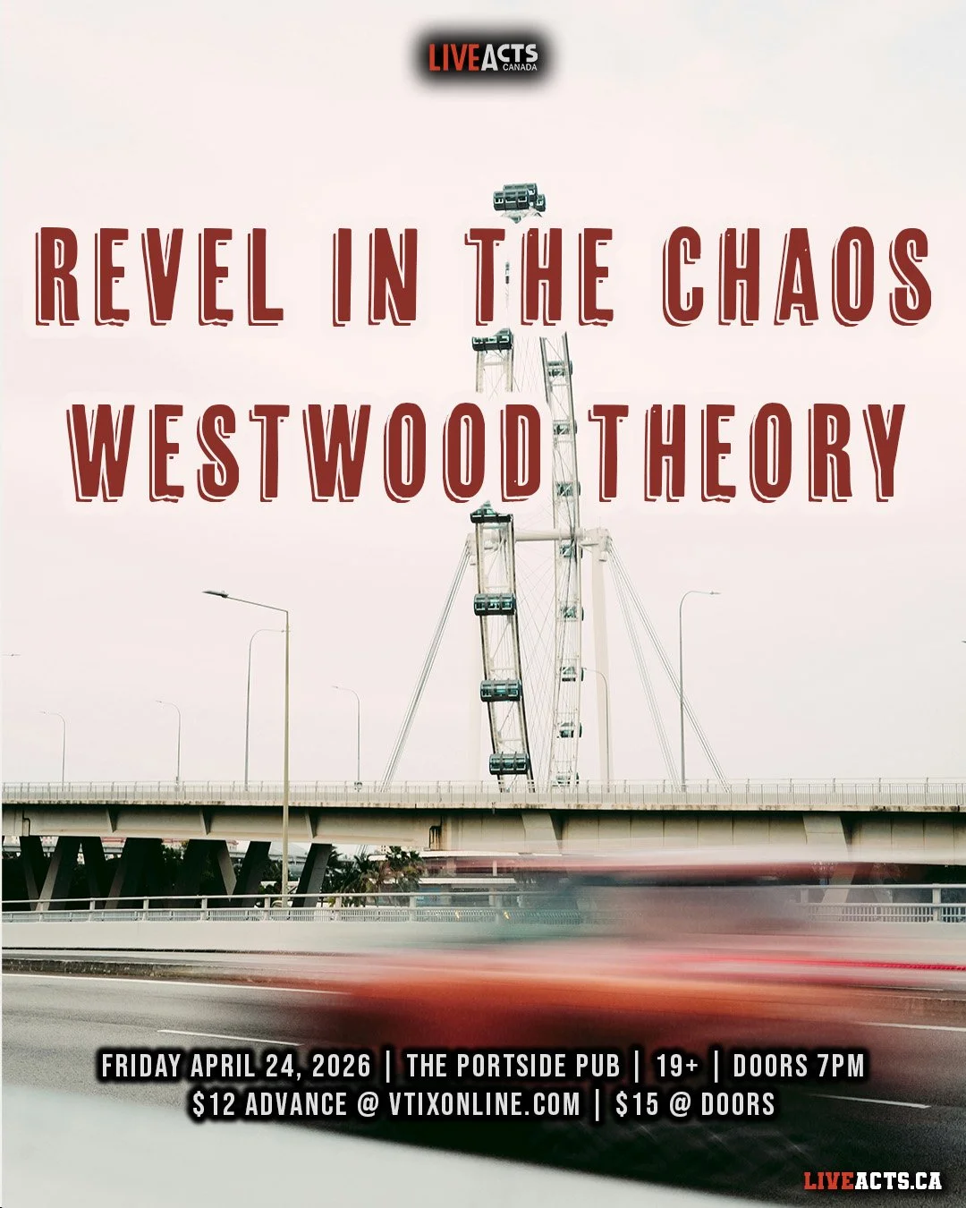 TONIGHT: Live Acts and The Portside Pub presents Revel in the Chaos w/ Westwood Theory! Doors 7pm. Tickets available at www.liveacts.ca or in bio.

#revelinthechaos #westwoodtheory #portsidepub #liveacts #vancouvermusic