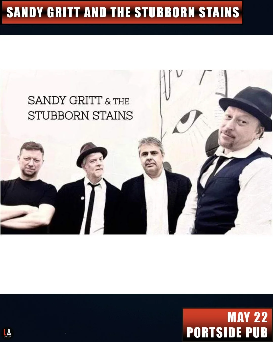 Live Acts and Portside Pub Presents The Inbetween w/ Sandy Gritt and the Stubborn Stains, The Baggage Train, Friday May 22nd! Doors 7pm. Tickets available at liveacts.ca or in bio. 

#theinbetween #sandygrittandthestubbornstains #thebaggagetrain #Liv