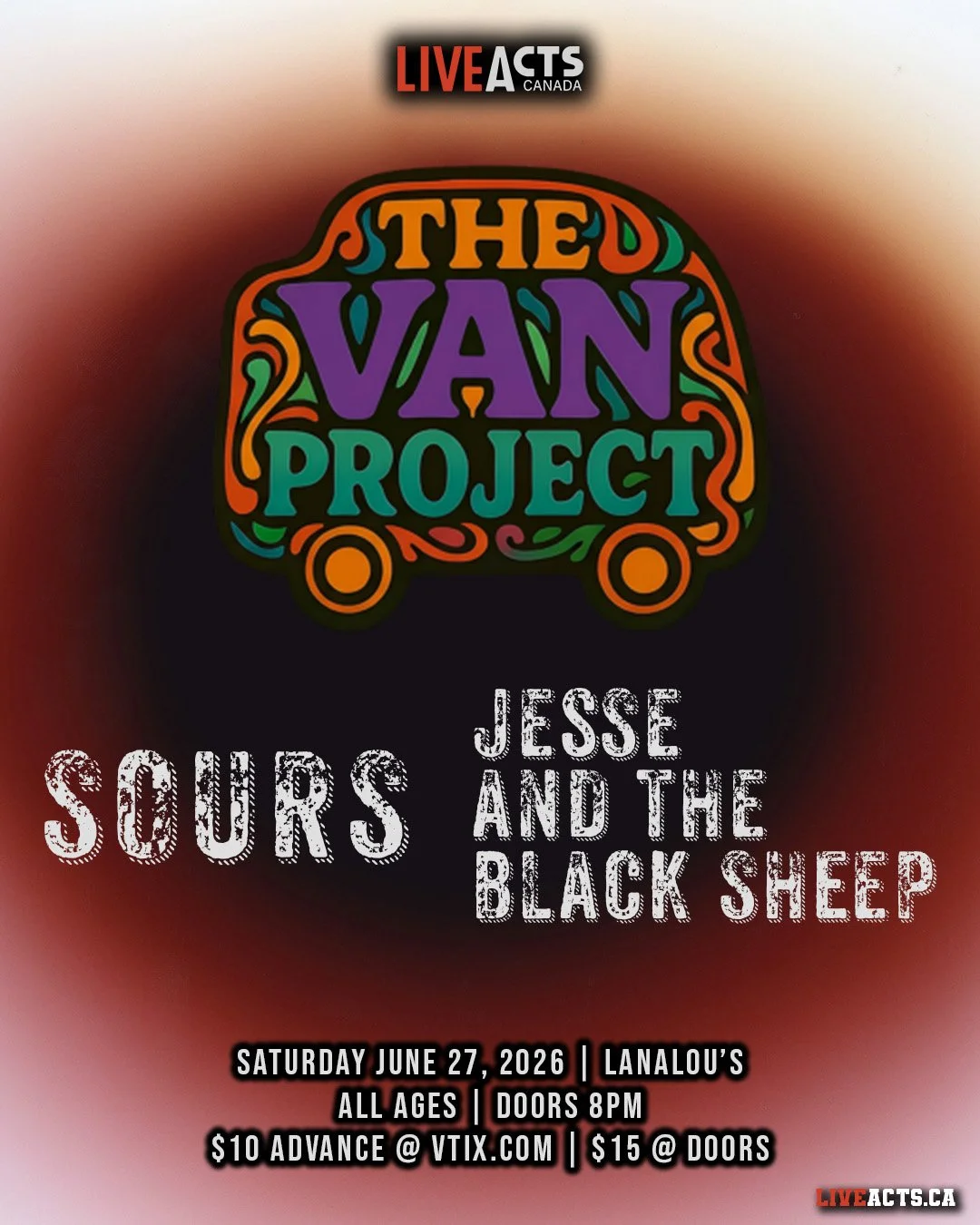 Live Acts and Lanalou&rsquo;s Presents The Van Project, Sours, Jesse and the Black Sheep, Saturday June 27th! Doors 8pm. Tickets available at liveacts.ca or in bio.

#thevanproject #sours #jesseandtheblacksheep #LiveActs #lanalous #vancouvermusic