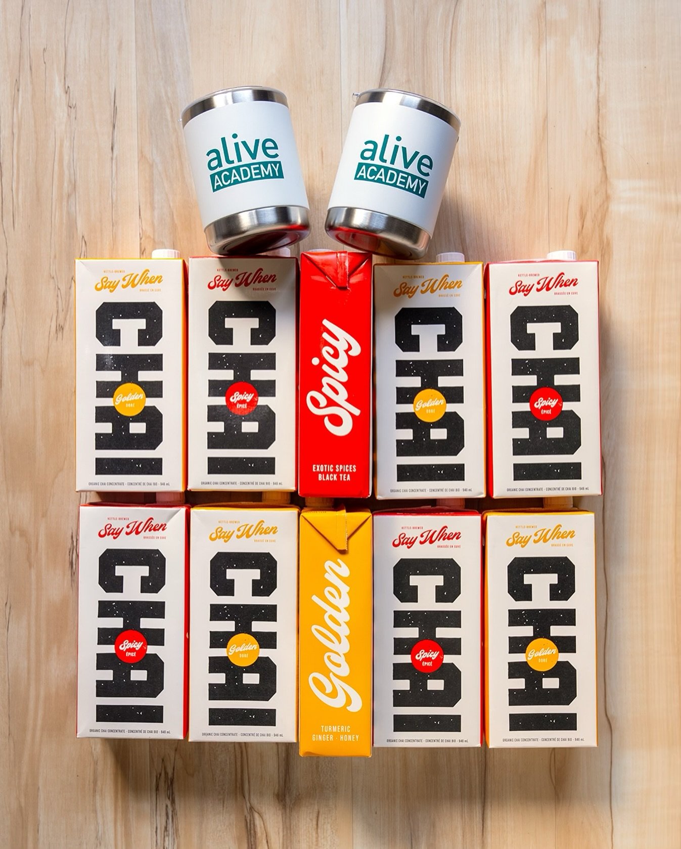 🎉GIVEAWAY🎉 We&rsquo;re excited to be giving away a selection of delicious @saywhenchai chai concentrates and exclusive alive Academy mugs!
 
These comforting, organic @saywhenchai drinks are brewed with whole spices, teas, and natural sweeteners. E