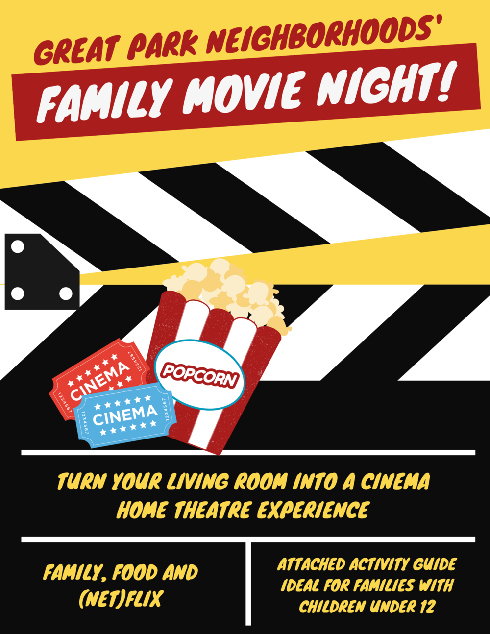 at home movie night great park neighborhoods community association