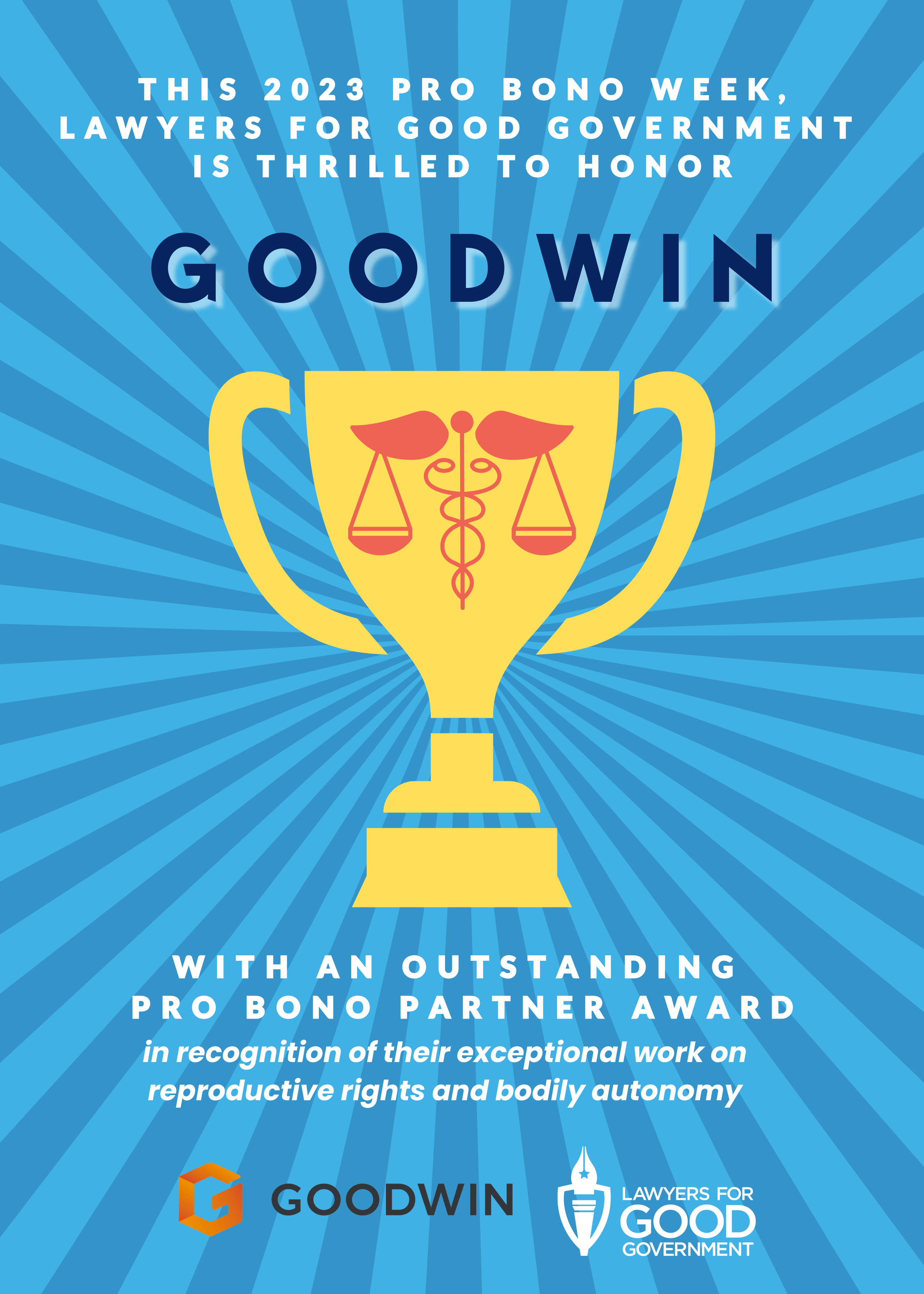 Lawyers for Good Government Honors Goodwin with 2023 Outstanding Pro Bono Partner Award