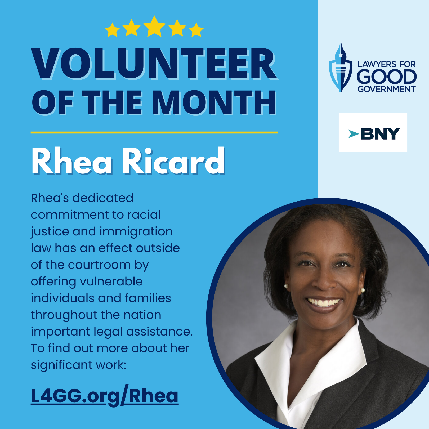 L4GG Celebrates Rhea Ricard as Volunteer of the Month — Lawyers for ...