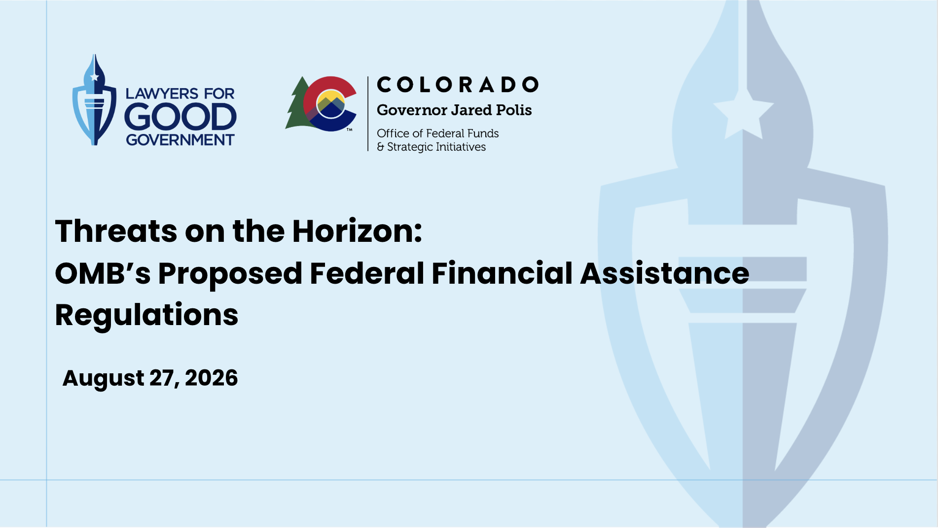 Image of cover slide for August 27, 2026: Threats to Nonprofits: OMB’s Proposed Federal Financial Assistance Regulations